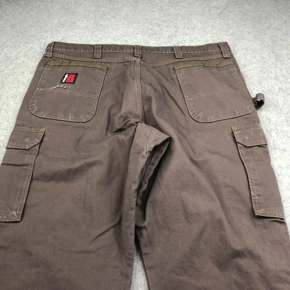 Wrangler Pants Mens 40x34 Brown Canvas Cargo Relaxed Straight Riggs Workwear